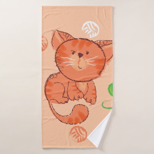 Jouet rouge enfant chat sans couture motif (Serviette de bain)