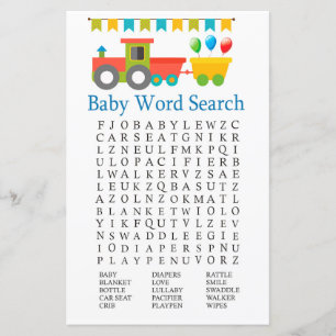Jouet train Baby shower Word Search Jeu