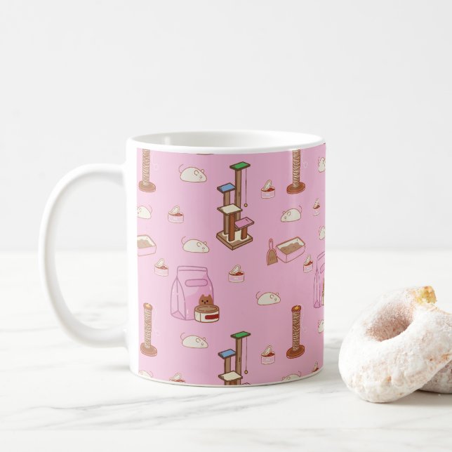 Jouets en chat rose Motif | Ce chat Life Mug (Avec donut)