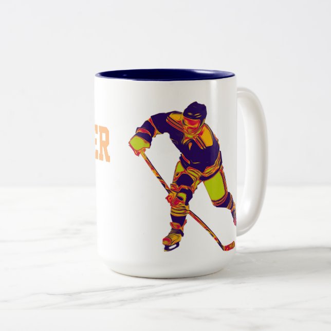 Joueur coloré de hockey sur glace, Mug personnalis (Devant droit)
