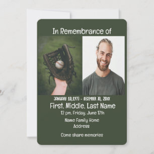 Joueur de baseball Invitation Memorial Service