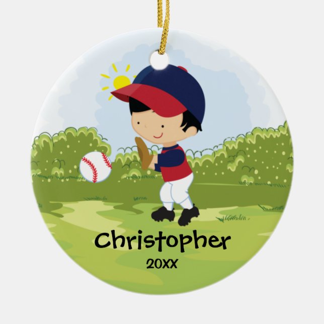 Joueur de baseball mignon Ornement de Noël Sport (Devant)