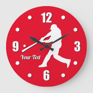 Joueur De Baseball Personnaliser Grande Horloge