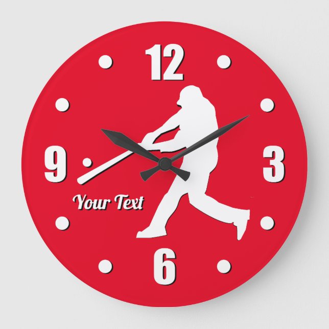 Joueur De Baseball Personnaliser Grande Horloge (Recto)