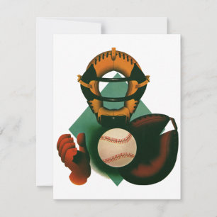 Joueur de baseball vintage, Catcher avec Mitt