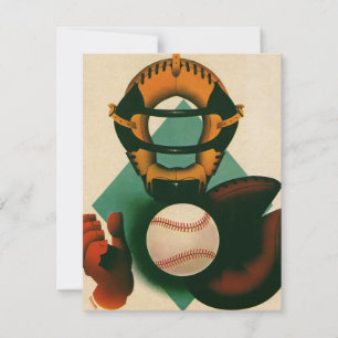 Joueur de baseball vintage, Catcher avec Mitt