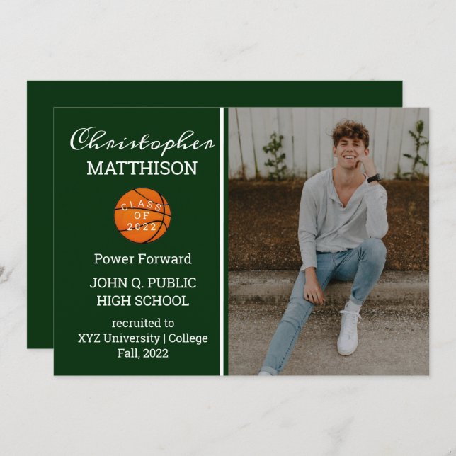 Joueur de basket-ball Faire-part de diplôme de la  (Devant / Derrière)