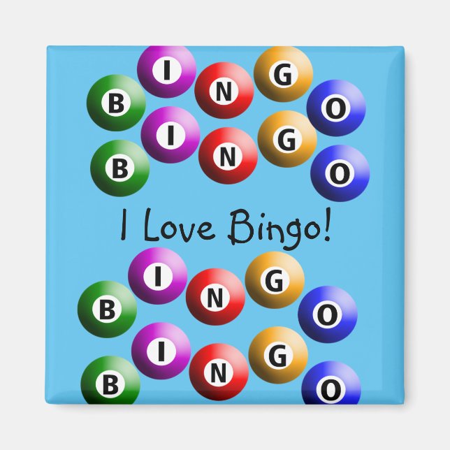 Joueur de Bingo "I Love Bingo" Magnet bleu (Devant)