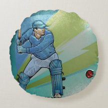 joueur de cricket imprimé / coussin rond