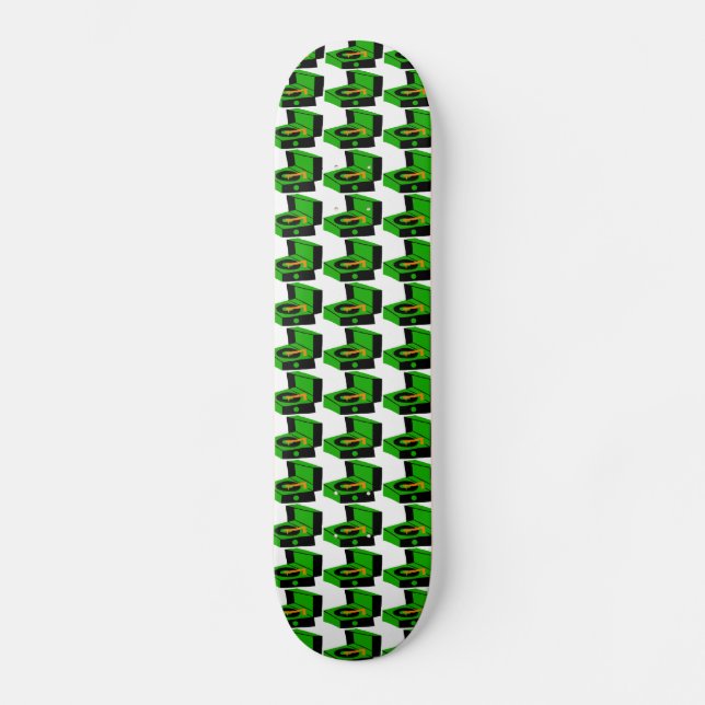 Joueur de disques verts Houndstooth Skateboard (Recto)