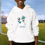 Joueur de football bleu Silhouette Garçons Enfants<br><div class="desc">Ce sweat - shirt à capuche cool avec silhouette de joueur de football et nom personnalisé ferait un cadeau merveilleux pour un garçon,  qui aime le football! Ajoutez facilement le nom désiré en cliquant sur l'option "personnaliser ce modèle".</div>