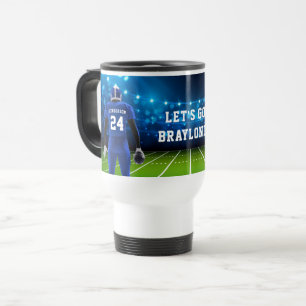 Joueur de football Blue Jersey Travel Mug