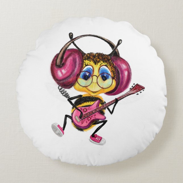 Joueur de guitare Coussin ronde (Devant)