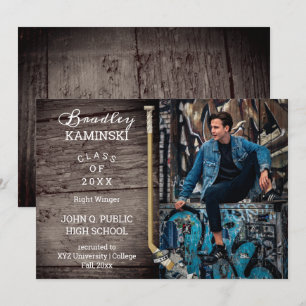 Joueur de hockey Sports Graduation Faire-part phot