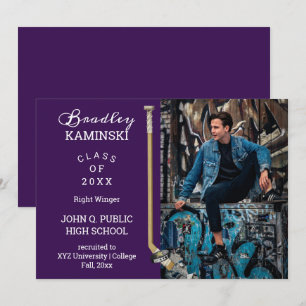 Joueur de hockey Sports Graduation Faire-part phot