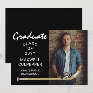 Joueur de hockey Sports Graduation Faire-part phot