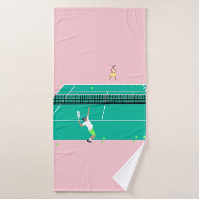 Joueur de Match Art Moderne Pink Green (Serviette de bain)