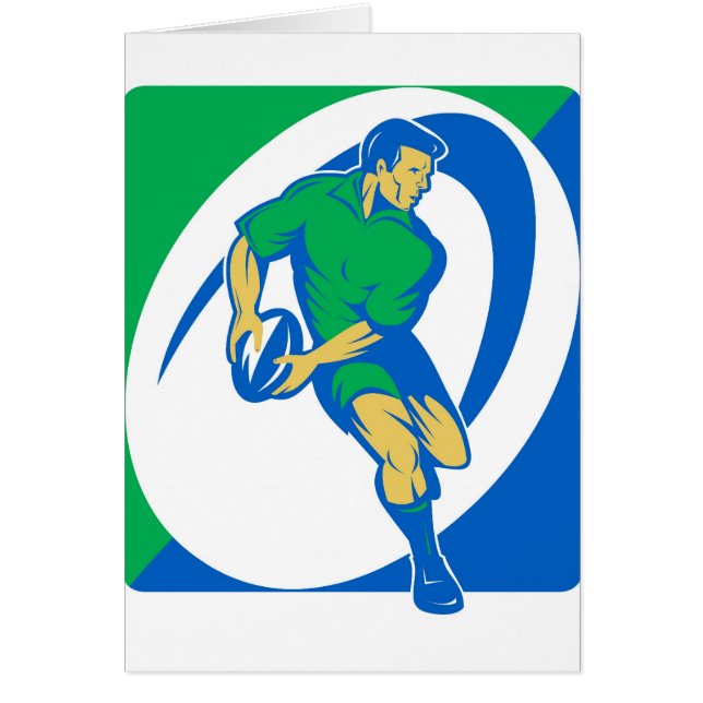 Joueur de rugby courant et passant la boule (Devant)