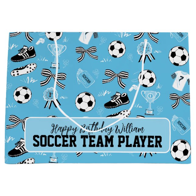 Joueur de soccer bleu sac cadeau (Devant)