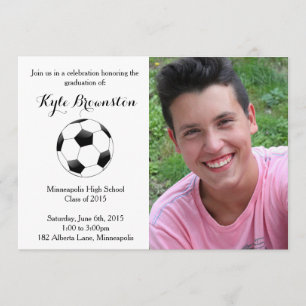Joueur de soccer Graduation Party Photo Invitation