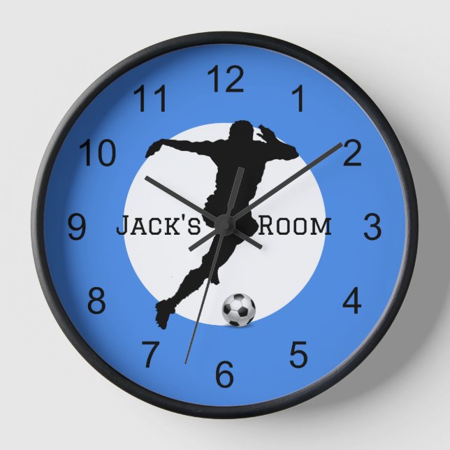 Joueur de soccer Silhouette Mur en Bois Horloge (Recto)