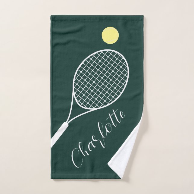 Joueur de tennis Club Vert Elegant Script (Serviette à main)