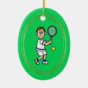 Joueur de tennis de Brown Hair Male Ornement de No