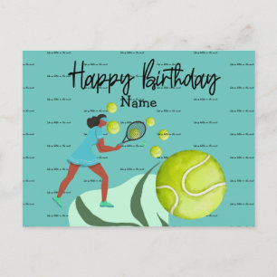 Joueur de tennis jouant une carte postale d'annive