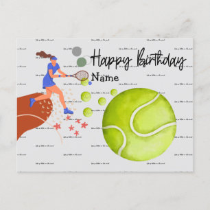 Joueur de tennis jouant une carte postale d'annive