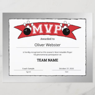 Joueur MVP - Certificat MVP Bowling