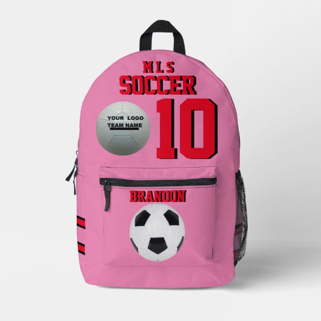 Joueur, numéro nom équipe, rose, sacs à dos de foo (Recto)
