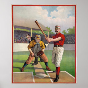Joueurs de baseball vintage Affiche