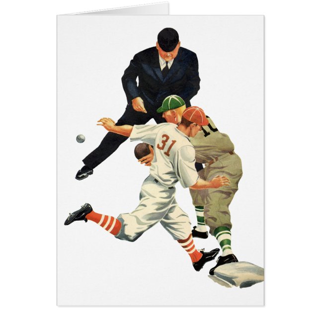 Joueurs de baseball vintage en sécurité au marbre (Devant)