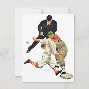 Joueurs de baseball vintage en sécurité au marbre
