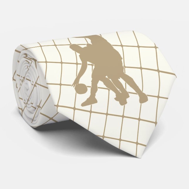 Joueurs de basket-ball sur cravate Tan Check (Roulé)