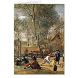 Joueurs de quille en dehors d'une auberge,