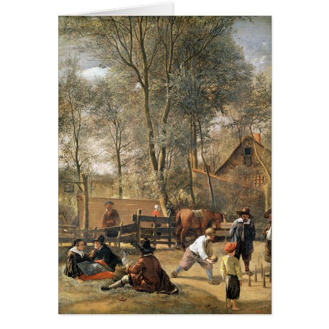 Joueurs de quille en dehors d'une auberge, (Devant)