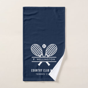 Joueurs de tennis et nom du country-club en bleu m
