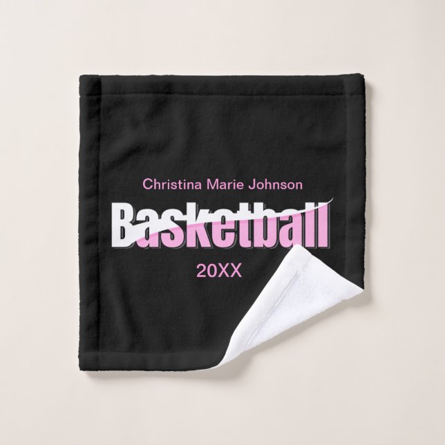 Joueuse de basket-ball de fille Typographie rose (Gant de toilette)