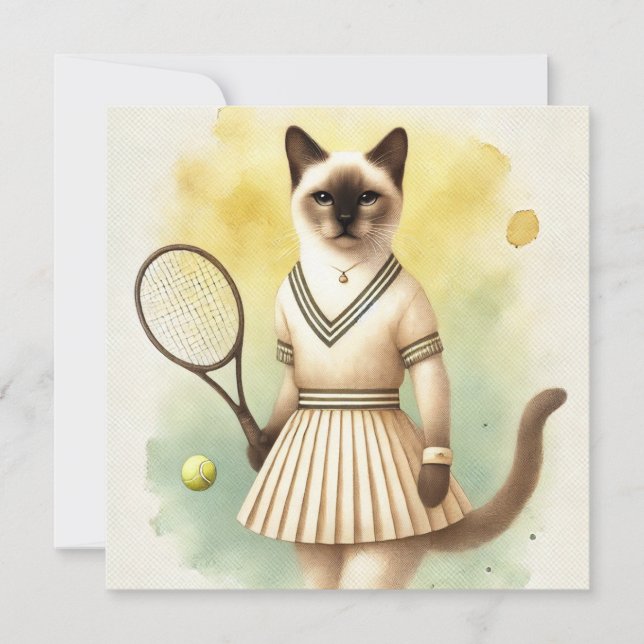 Joueuse de chat de tennis aquarelle (Devant)
