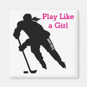 Joueuse de hockey sur glace Sihlouette Magnet