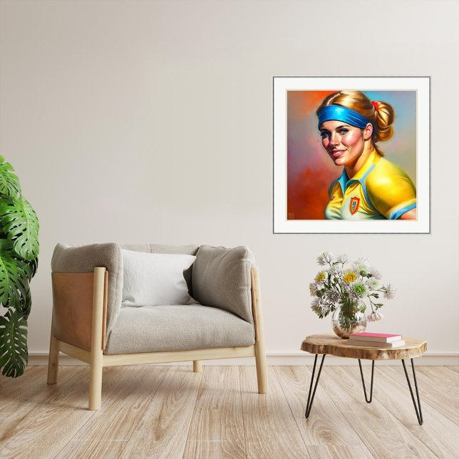 Joueuse de rugby - Toile Enveloppée Art Imprimer (Woman Rugby Player Painting Print.
Artist: Roger Smith)