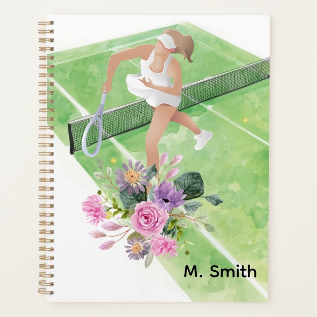 Joueuse de tennis avec des fleurs et une raquette (Devant)