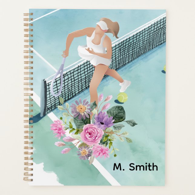Joueuse de tennis avec des fleurs et une raquette (Devant)
