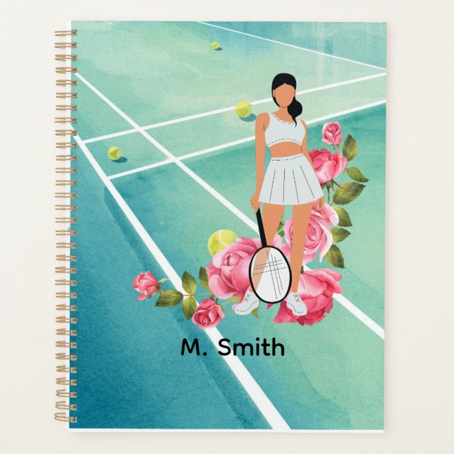 Joueuse de tennis avec des fleurs et une raquette (Devant)
