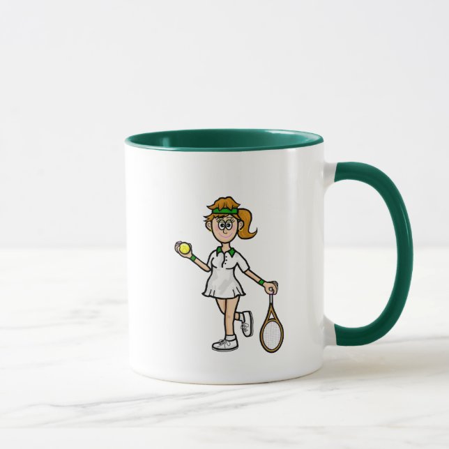Joueuse de tennis de cheveux Brown clair Mug (Droite)