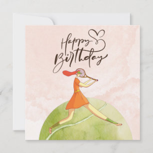 Joueuse de tennis Joyeuse aquarelle d'anniversaire