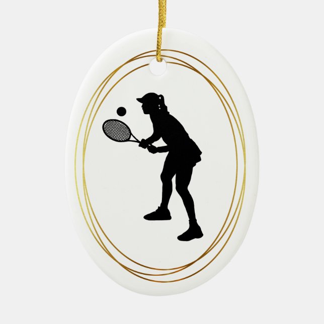 Joueuse de tennis Silhouette Ornement de Noël (Devant)