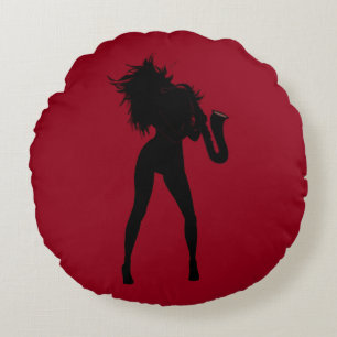 Joueuse saxophone Femme Coussin ronde Choisir la c