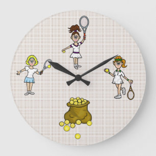 Joueuses De Tennis Horloge Murale